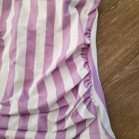 NWOT Kona Sol Purple Stripes One Piece Swimsuit Size 20W - Picture 4 of 7